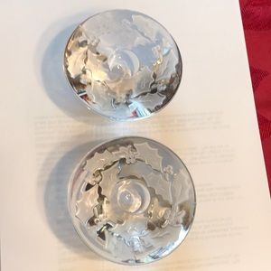 Pair of glass candle holders